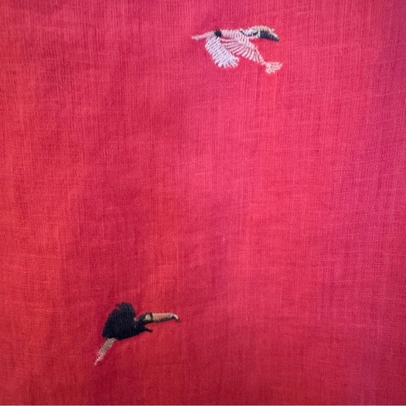 Charter Club Luxury Women's 100% Linen Flight Pattern Blouse in magenta XL - Picture 6 of 9